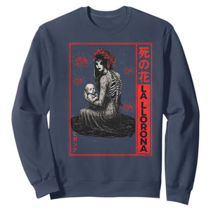 La Llorona Sweatshirt Folklore Japanese Spider Lily Soft Grunge Anime Aesthetic Flower TS10 Navy Print Your Wear