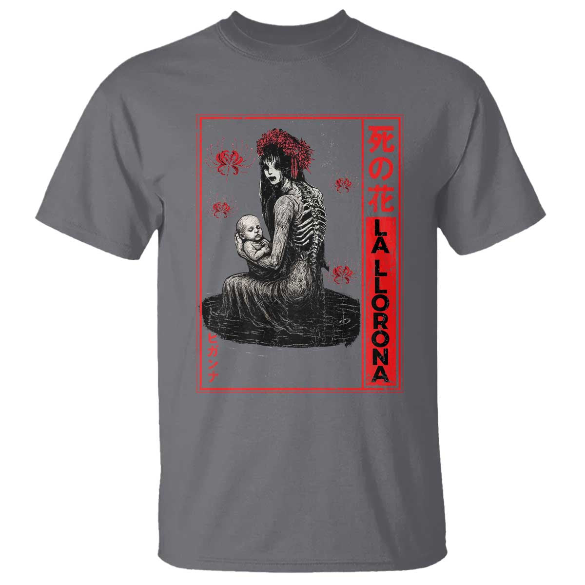La Llorona T Shirt Folklore Japanese Spider Lily Soft Grunge Anime Aesthetic Flower TS10 Charcoal Print Your Wear