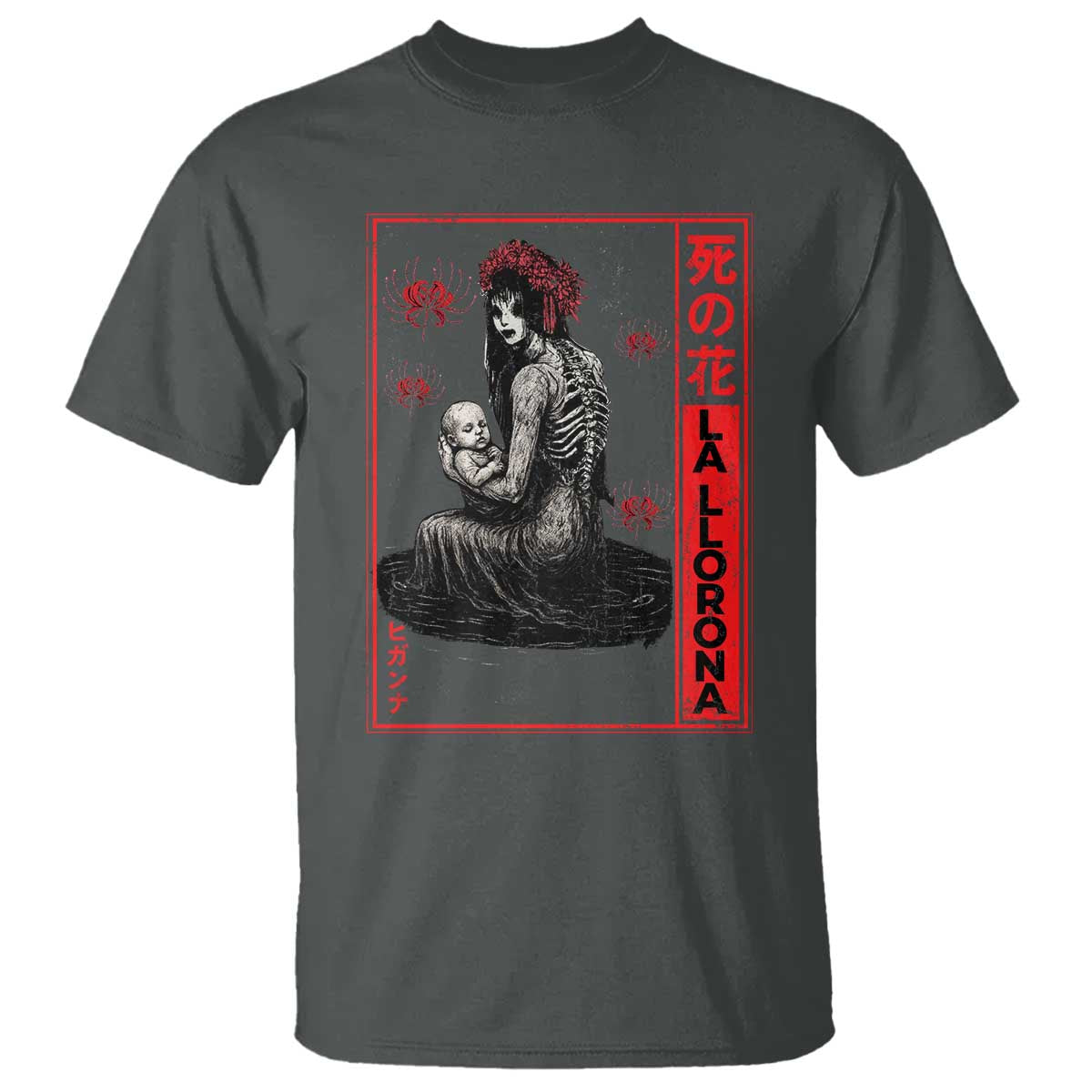 La Llorona T Shirt Folklore Japanese Spider Lily Soft Grunge Anime Aesthetic Flower TS10 Dark Heather Print Your Wear