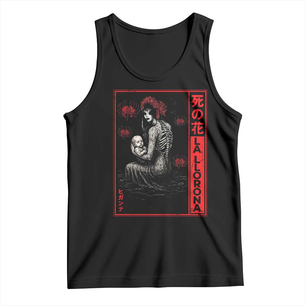 La Llorona Tank Top Folklore Japanese Spider Lily Soft Grunge Anime Aesthetic Flower TS10 Black Print Your Wear