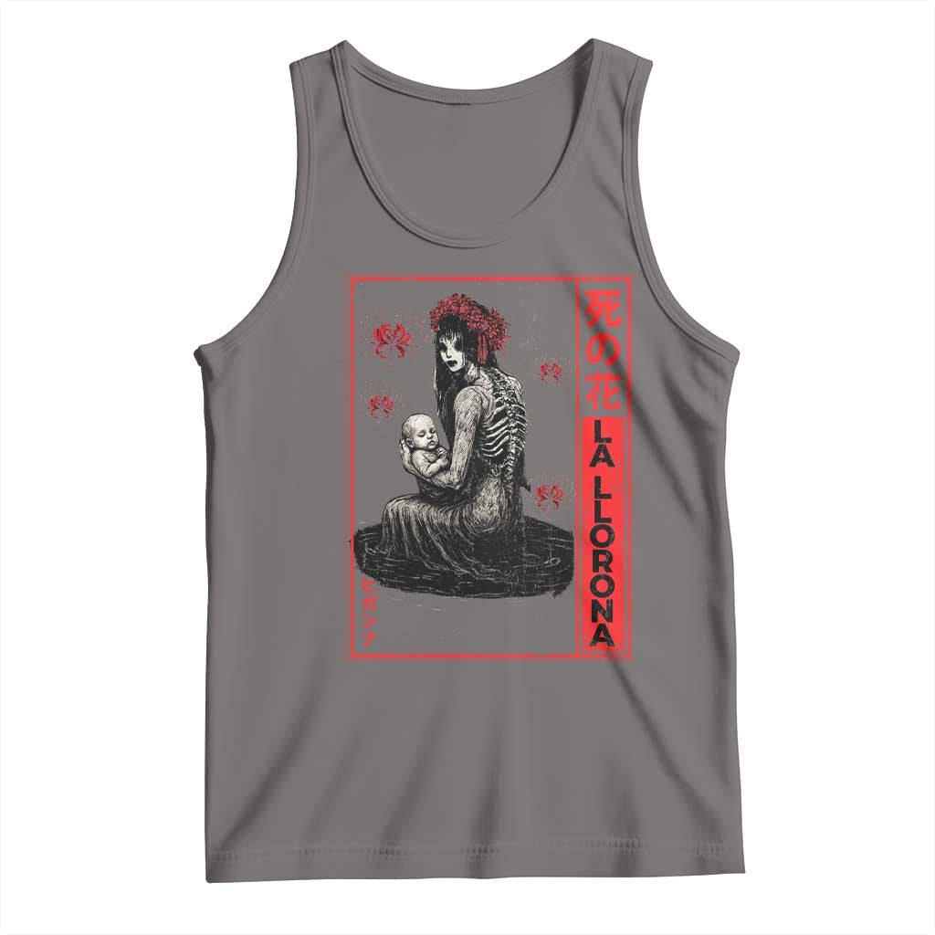 La Llorona Tank Top Folklore Japanese Spider Lily Soft Grunge Anime Aesthetic Flower TS10 Deep Heather Print Your Wear