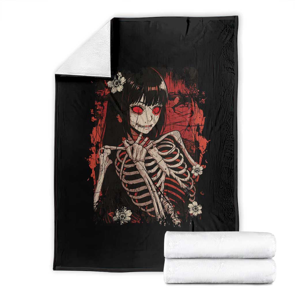 Horror Anime Manga Throw Blanket Japan Japanese Creepy Kawaii Goth TS10 Black Print Your Wear