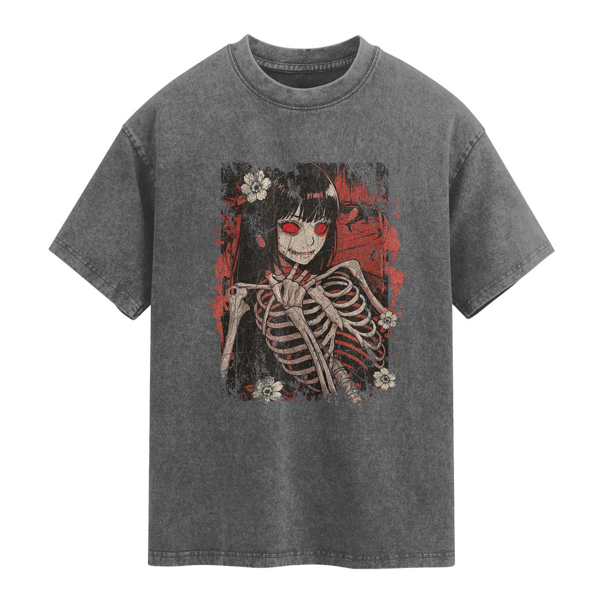 Horror Anime Manga Washed Cotton T-Shirt Japan Japanese Creepy Kawaii Goth