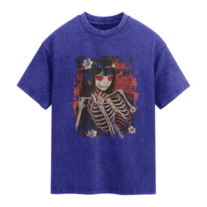 Horror Anime Manga Washed Cotton T-Shirt Japan Japanese Creepy Kawaii Goth