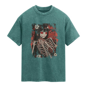 Horror Anime Manga Washed Cotton T-Shirt Japan Japanese Creepy Kawaii Goth
