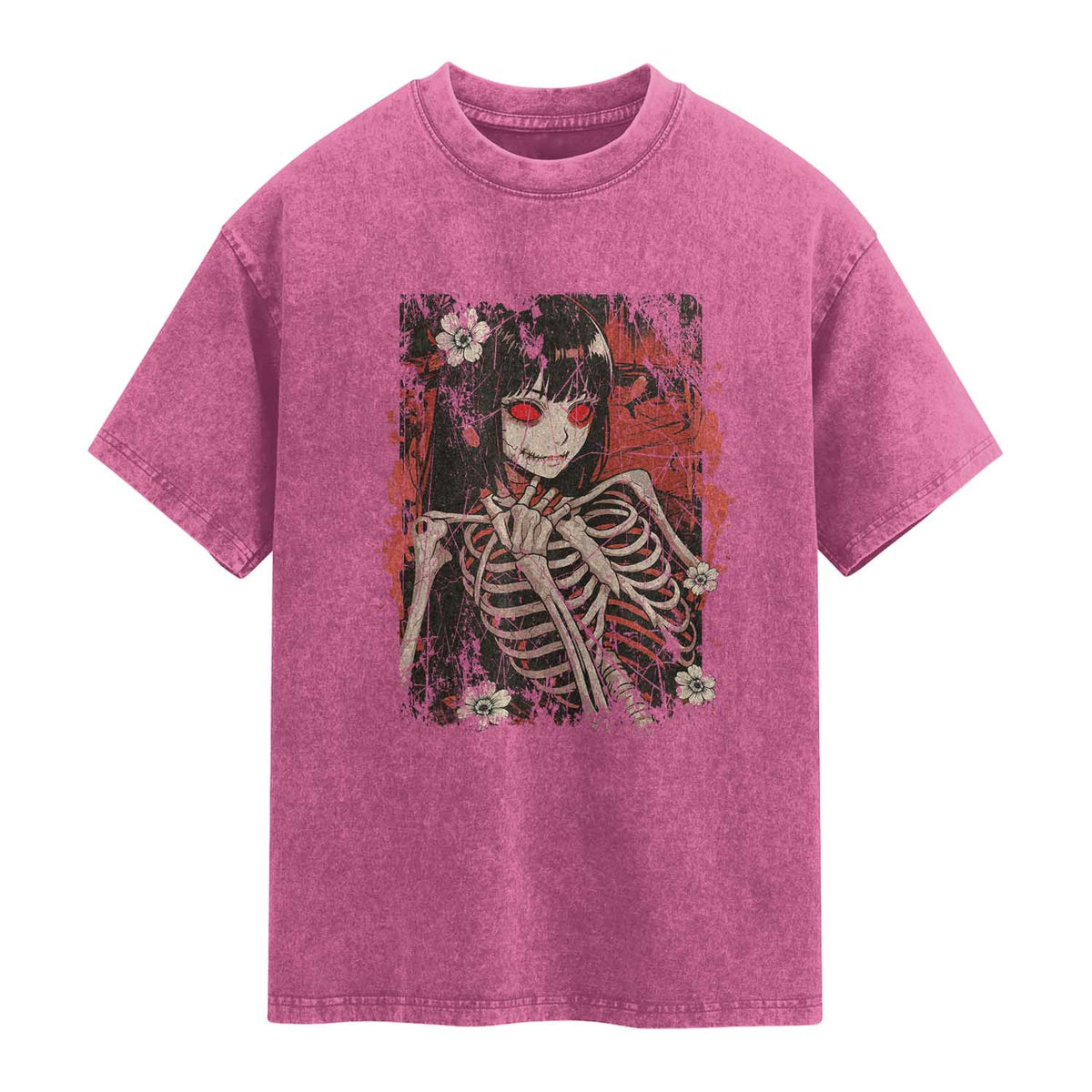 Horror Anime Manga Washed Cotton T-Shirt Japan Japanese Creepy Kawaii Goth
