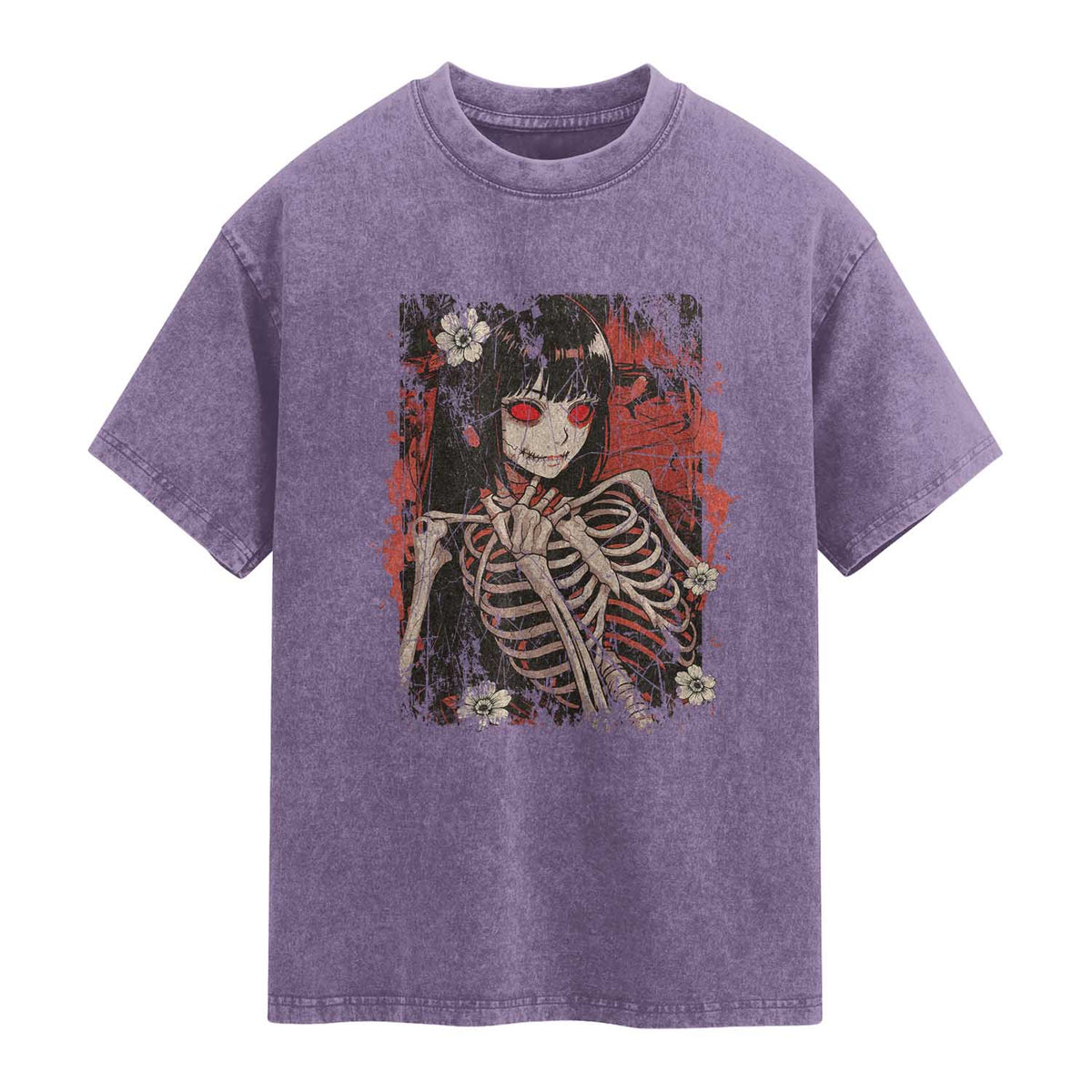 Horror Anime Manga Washed Cotton T-Shirt Japan Japanese Creepy Kawaii Goth