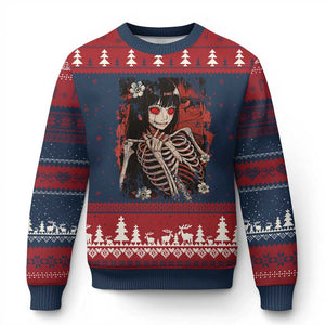 Horror Anime Manga Ugly Christmas Sweater Japan Japanese Creepy Kawaii Goth TS10 Navy Red Print Your Wear