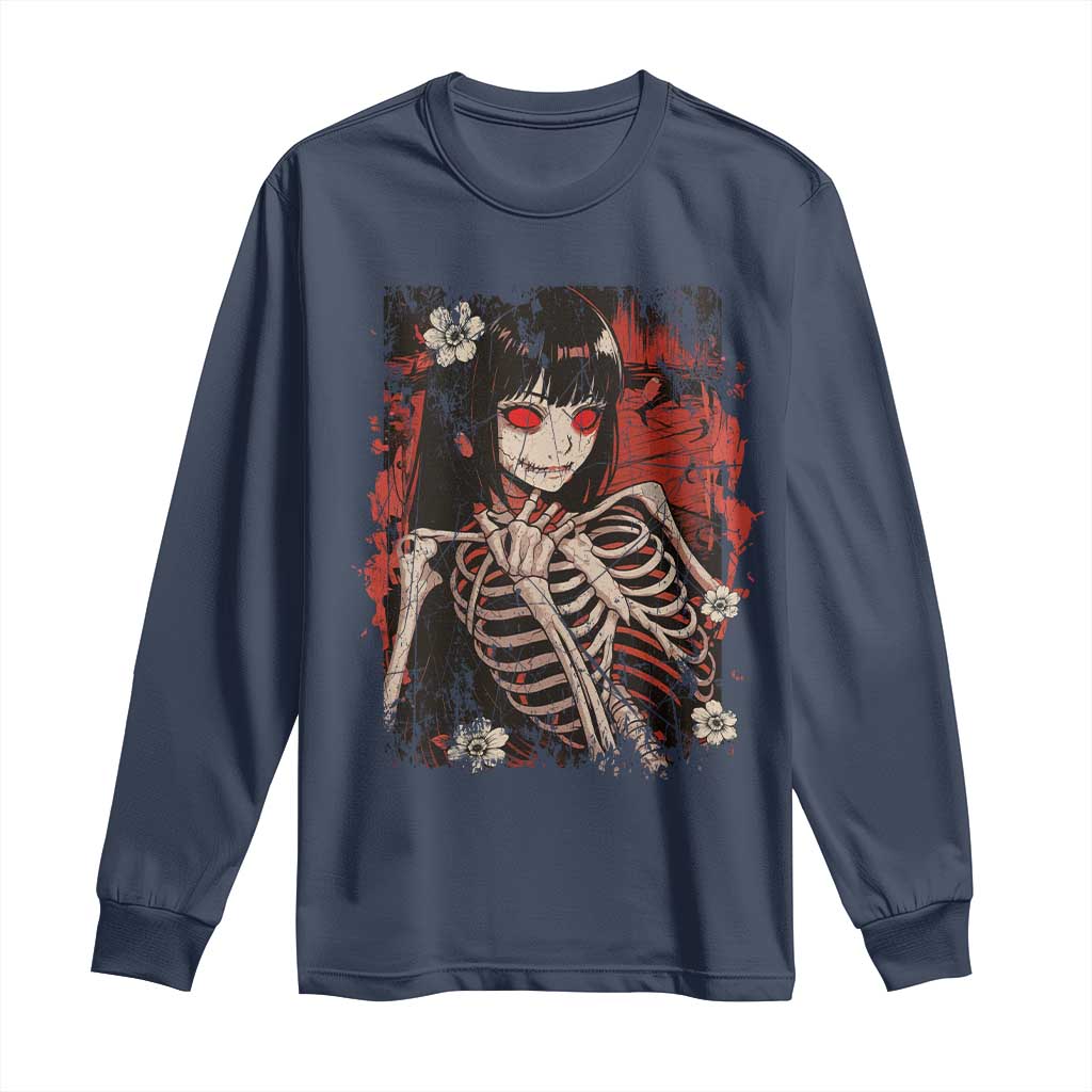 Horror Anime Manga Long Sleeve Shirt Japan Japanese Creepy Kawaii Goth TS10 Navy Print Your Wear