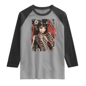 Horror Anime Manga Raglan Shirt Japan Japanese Creepy Kawaii Goth TS10 Sport Gray Black Print Your Wear