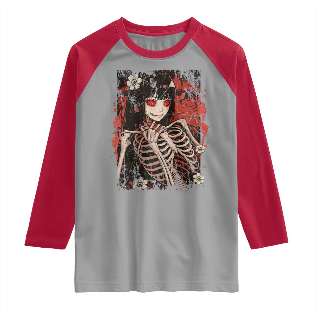 Horror Anime Manga Raglan Shirt Japan Japanese Creepy Kawaii Goth TS10 Sport Gray Red Print Your Wear