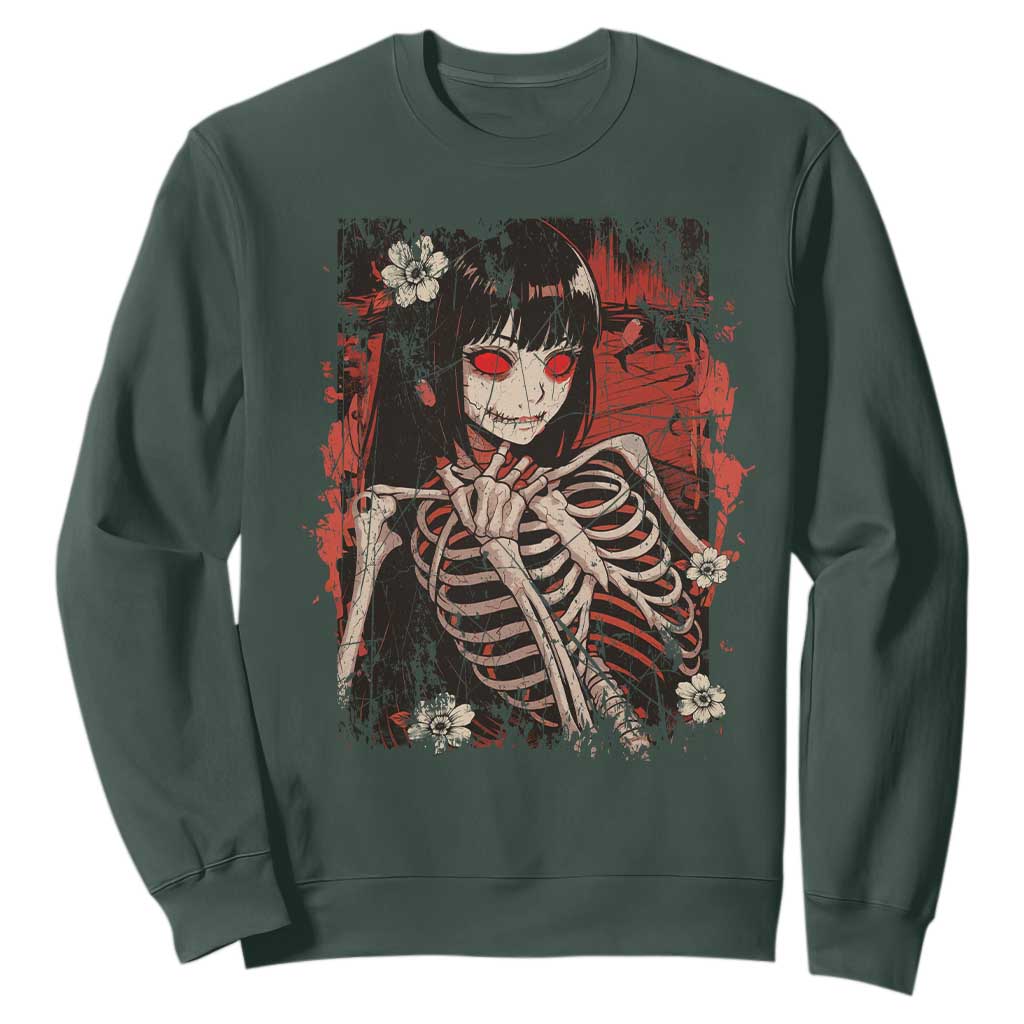 Horror Anime Manga Sweatshirt Japan Japanese Creepy Kawaii Goth TS10 Dark Forest Green Print Your Wear