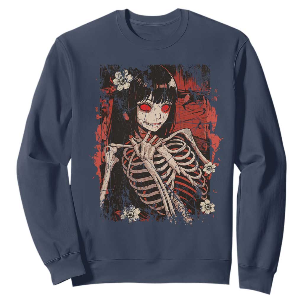 Horror Anime Manga Sweatshirt Japan Japanese Creepy Kawaii Goth TS10 Navy Print Your Wear