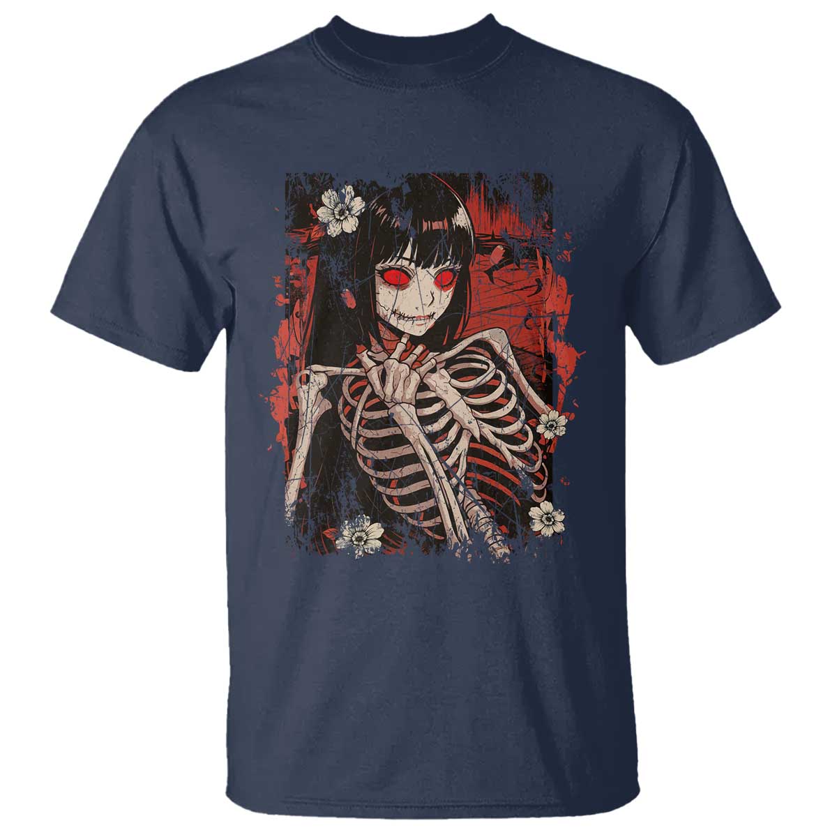 Horror Anime Manga T Shirt Japan Japanese Creepy Kawaii Goth TS10 Navy Print Your Wear