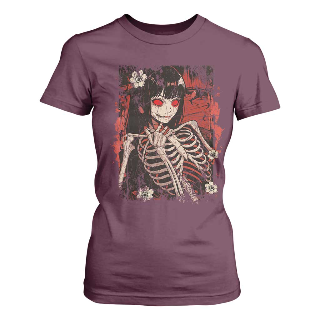 Horror Anime Manga T Shirt For Women Japan Japanese Creepy Kawaii Goth TS10 Maroon Print Your Wear