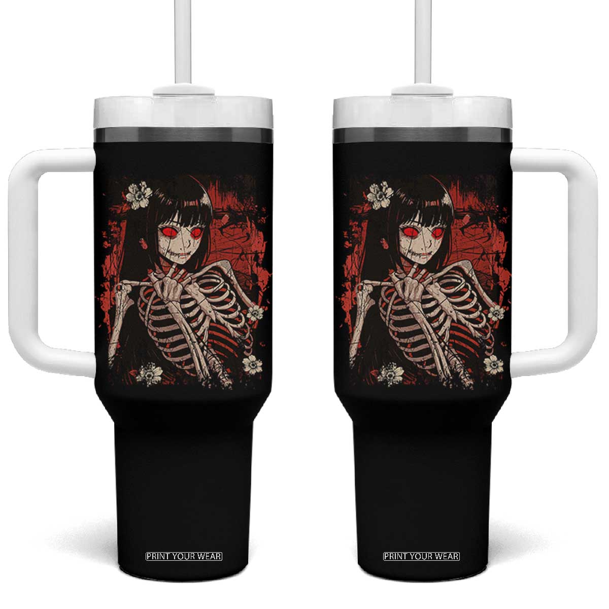 Horror Anime Manga Tumbler With Handle Japan Japanese Creepy Kawaii Goth TS10 One Size: 40 oz Black Print Your Wear