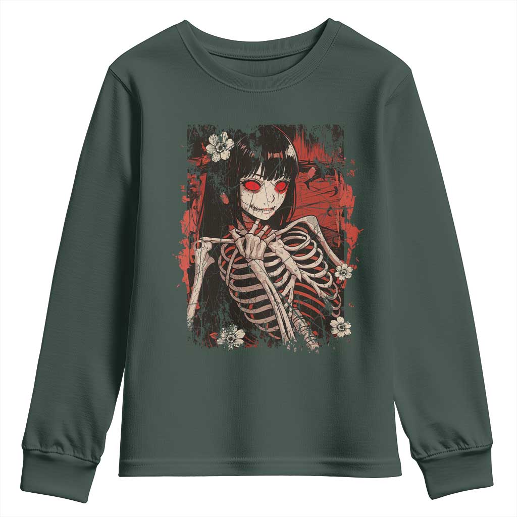Horror Anime Manga Youth Sweatshirt Japan Japanese Creepy Kawaii Goth TS10 Dark Forest Green Print Your Wear