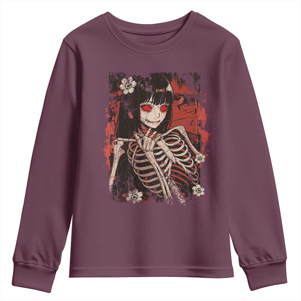 Horror Anime Manga Youth Sweatshirt Japan Japanese Creepy Kawaii Goth TS10 Maroon Print Your Wear