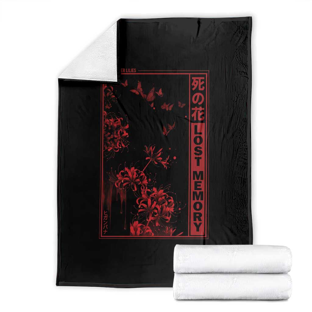Japanese Spider Lily Throw Blanket Soft Grunge Anime Aesthetic Flower TS10 Black Print Your Wear
