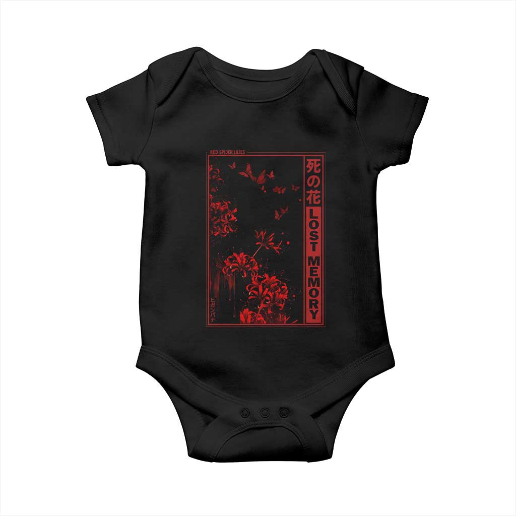 Japanese Spider Lily Baby Onesie Soft Grunge Anime Aesthetic Flower TS10 Black Print Your Wear