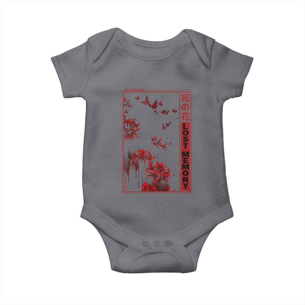Japanese Spider Lily Baby Onesie Soft Grunge Anime Aesthetic Flower TS10 Charcoal Print Your Wear