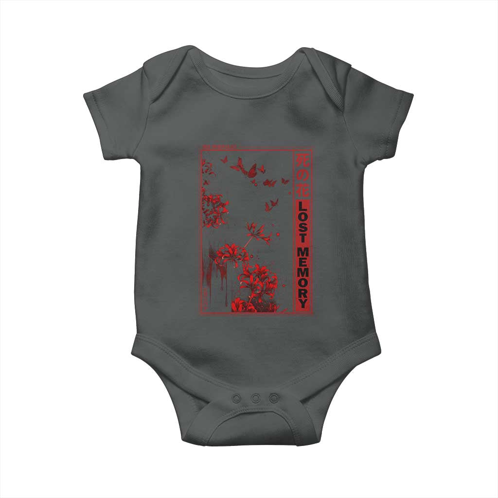 Japanese Spider Lily Baby Onesie Soft Grunge Anime Aesthetic Flower TS10 Dark Heather Print Your Wear