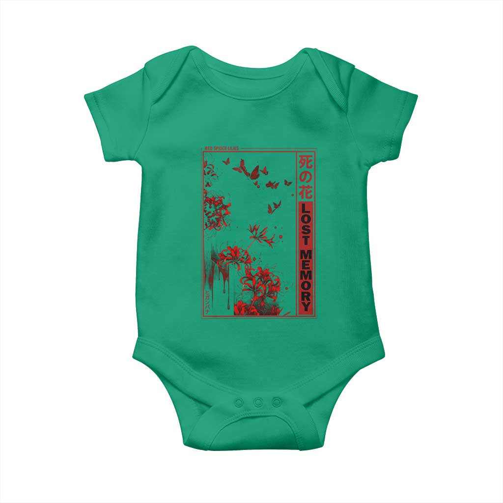 Japanese Spider Lily Baby Onesie Soft Grunge Anime Aesthetic Flower TS10 Irish Green Print Your Wear