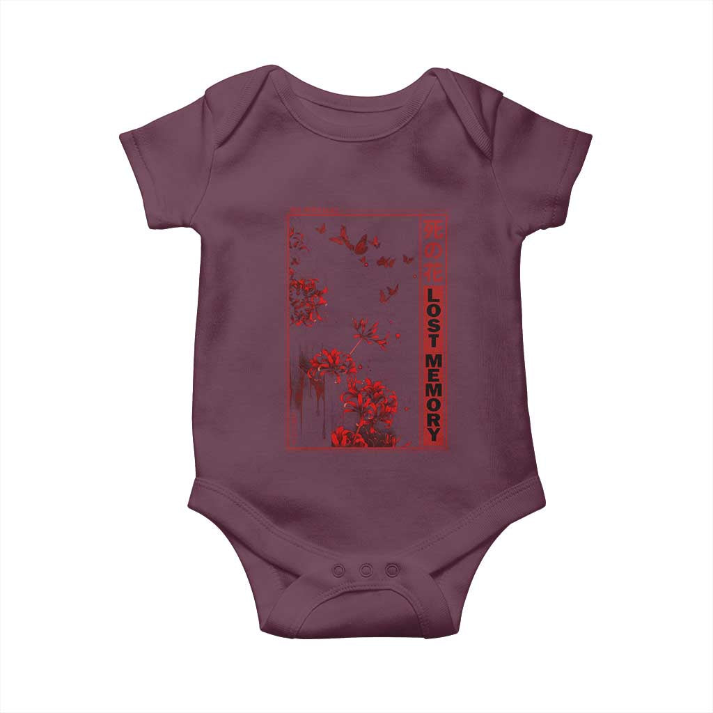 Japanese Spider Lily Baby Onesie Soft Grunge Anime Aesthetic Flower TS10 Maroon Print Your Wear