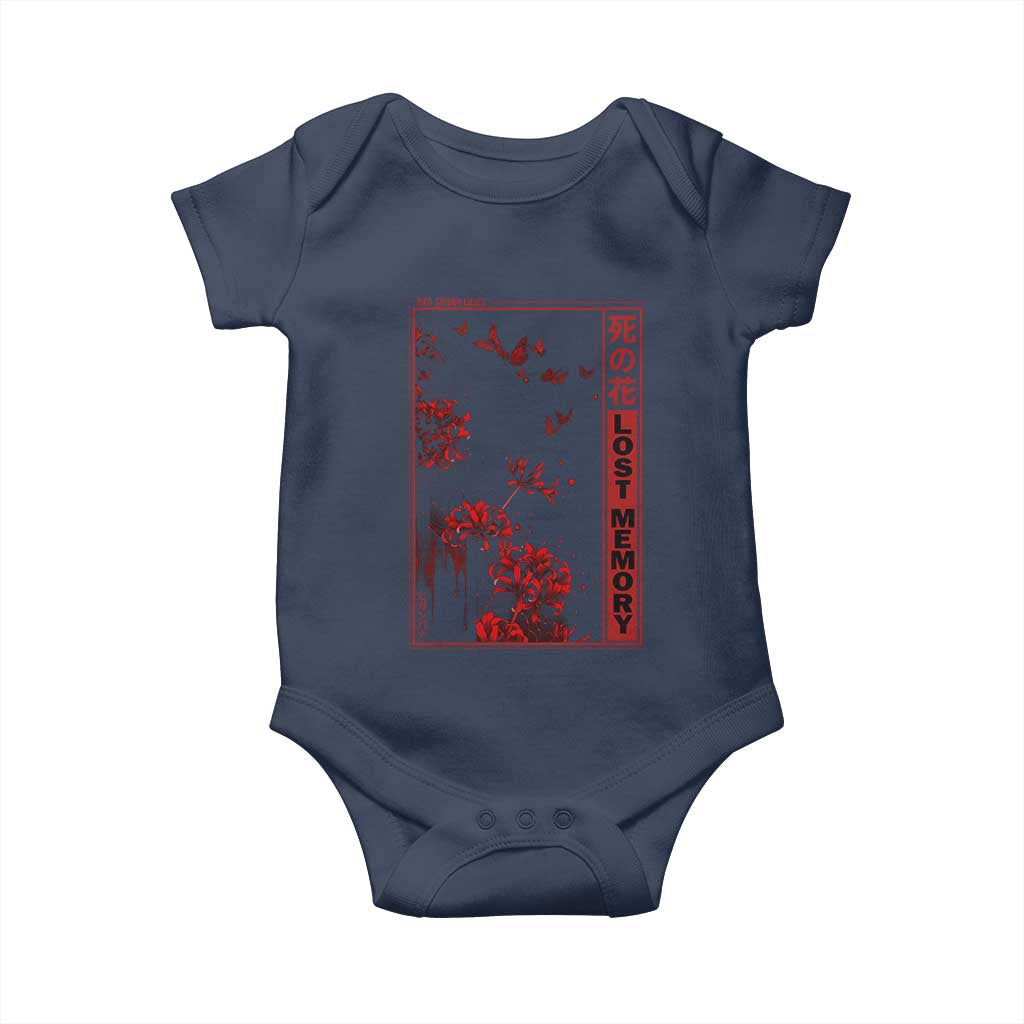 Japanese Spider Lily Baby Onesie Soft Grunge Anime Aesthetic Flower TS10 Navy Print Your Wear