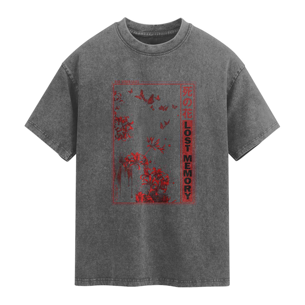 Japanese Spider Lily Washed Cotton T-Shirt Soft Grunge Anime Aesthetic Flower