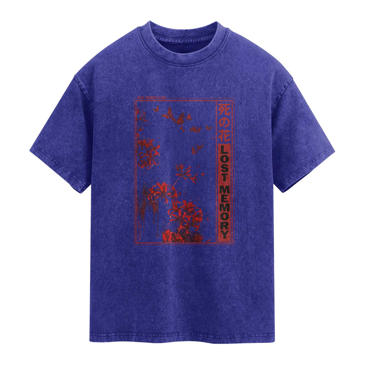 Japanese Spider Lily Washed Cotton T-Shirt Soft Grunge Anime Aesthetic Flower