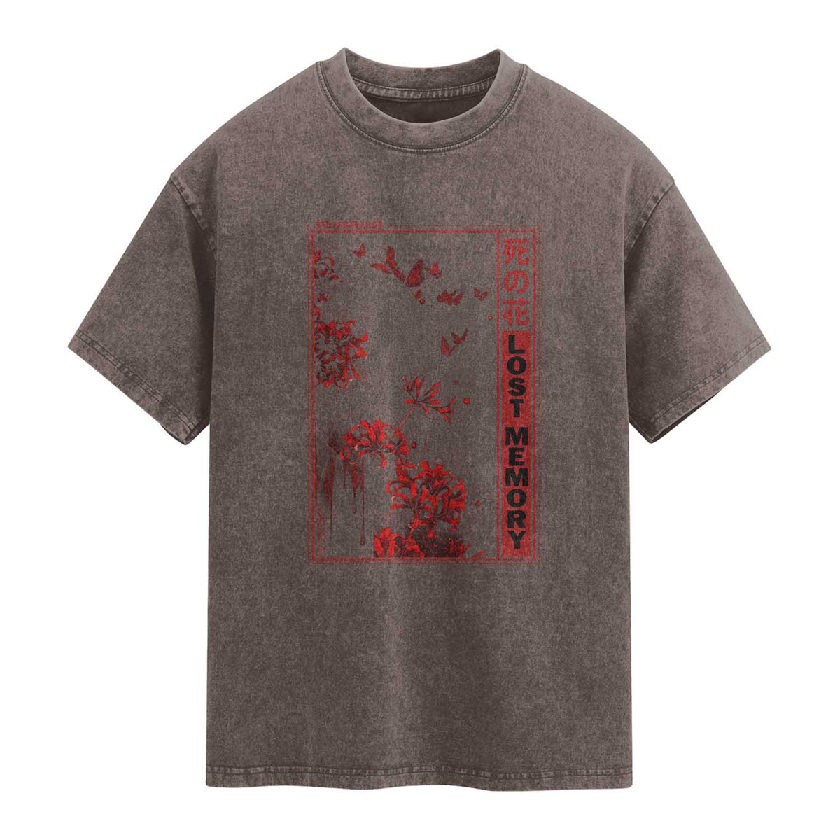 Japanese Spider Lily Washed Cotton T-Shirt Soft Grunge Anime Aesthetic Flower