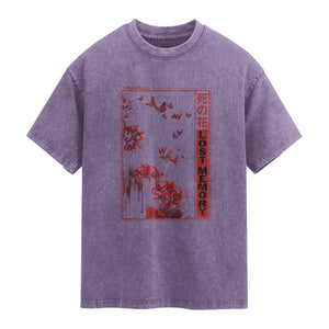 Japanese Spider Lily Washed Cotton T-Shirt Soft Grunge Anime Aesthetic Flower