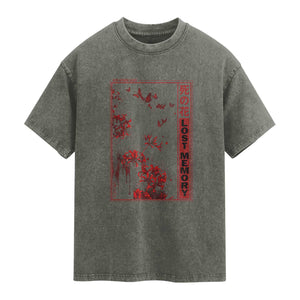 Japanese Spider Lily Washed Cotton T-Shirt Soft Grunge Anime Aesthetic Flower