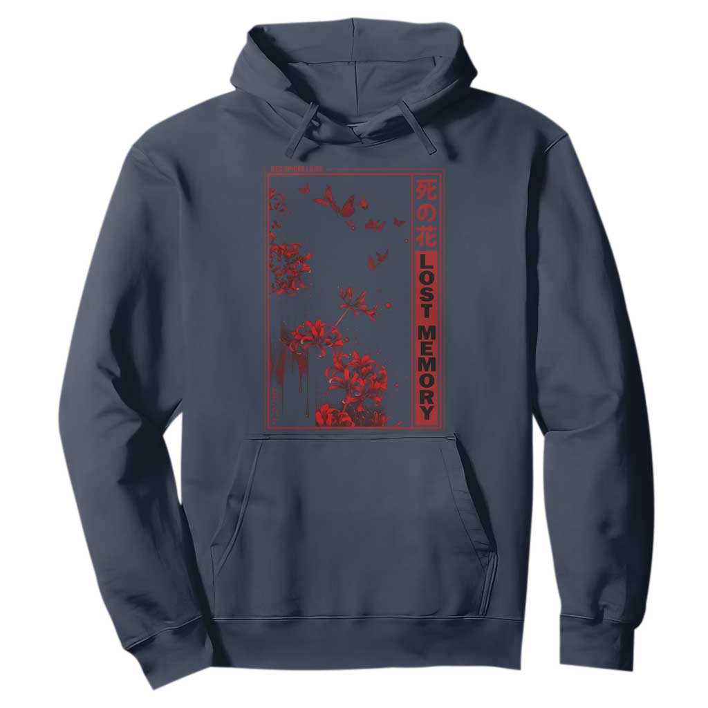 Japanese Spider Lily Hoodie Soft Grunge Anime Aesthetic Flower TS10 Navy Print Your Wear