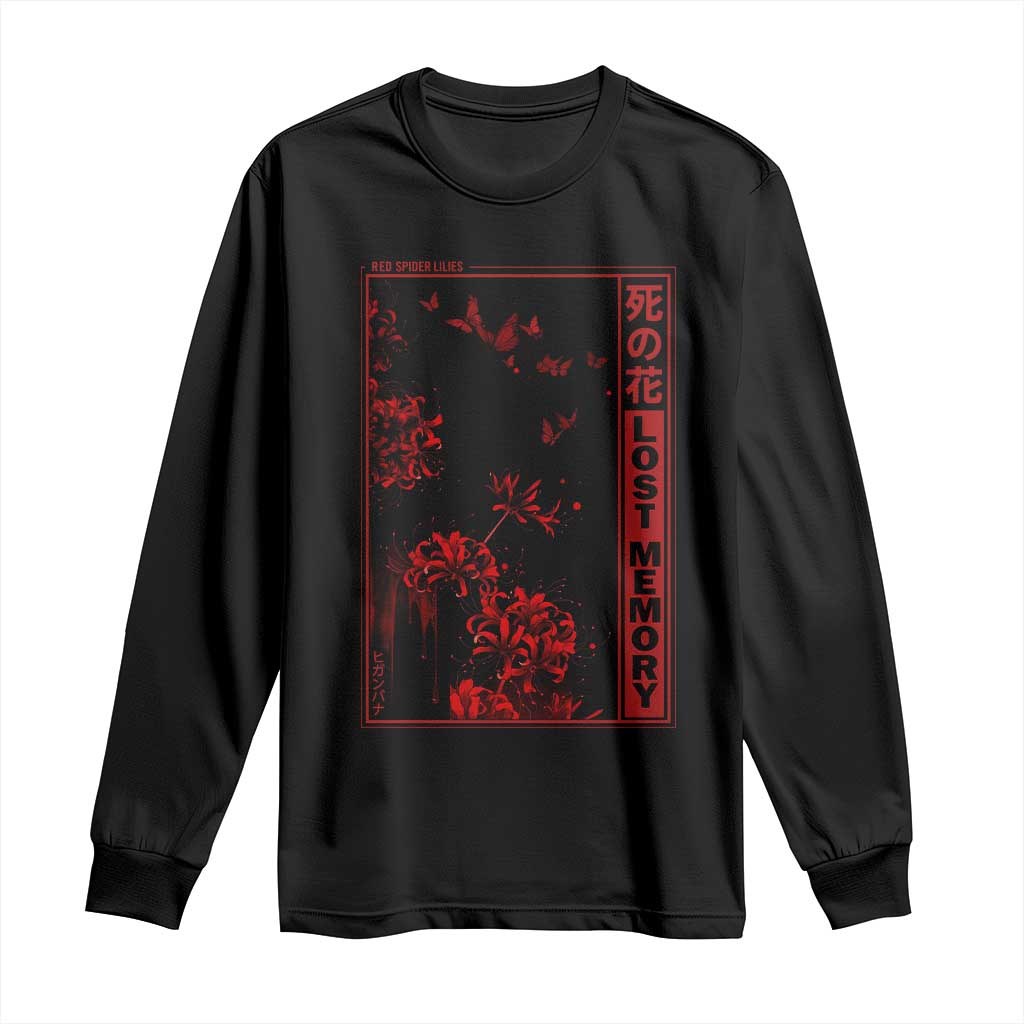Japanese Spider Lily Long Sleeve Shirt Soft Grunge Anime Aesthetic Flower TS10 Black Print Your Wear