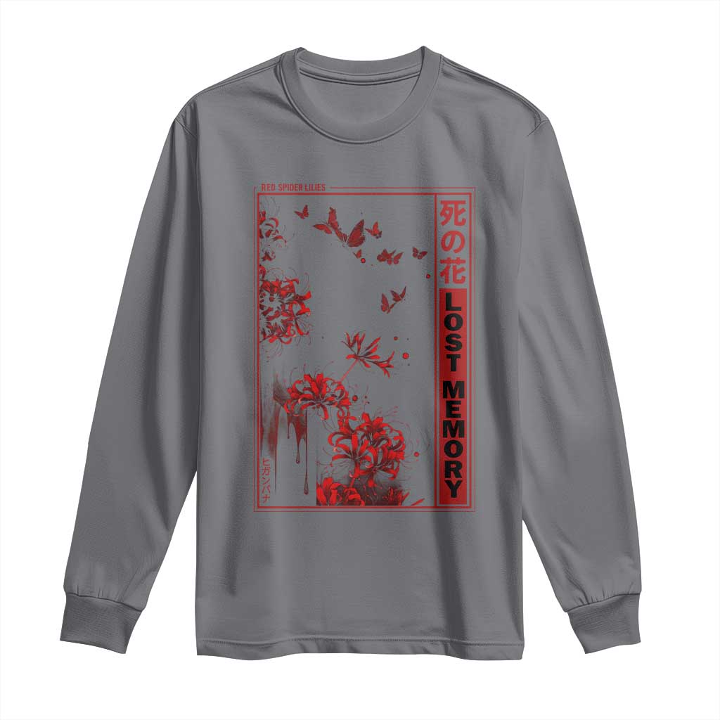 Japanese Spider Lily Long Sleeve Shirt Soft Grunge Anime Aesthetic Flower TS10 Charcoal Print Your Wear