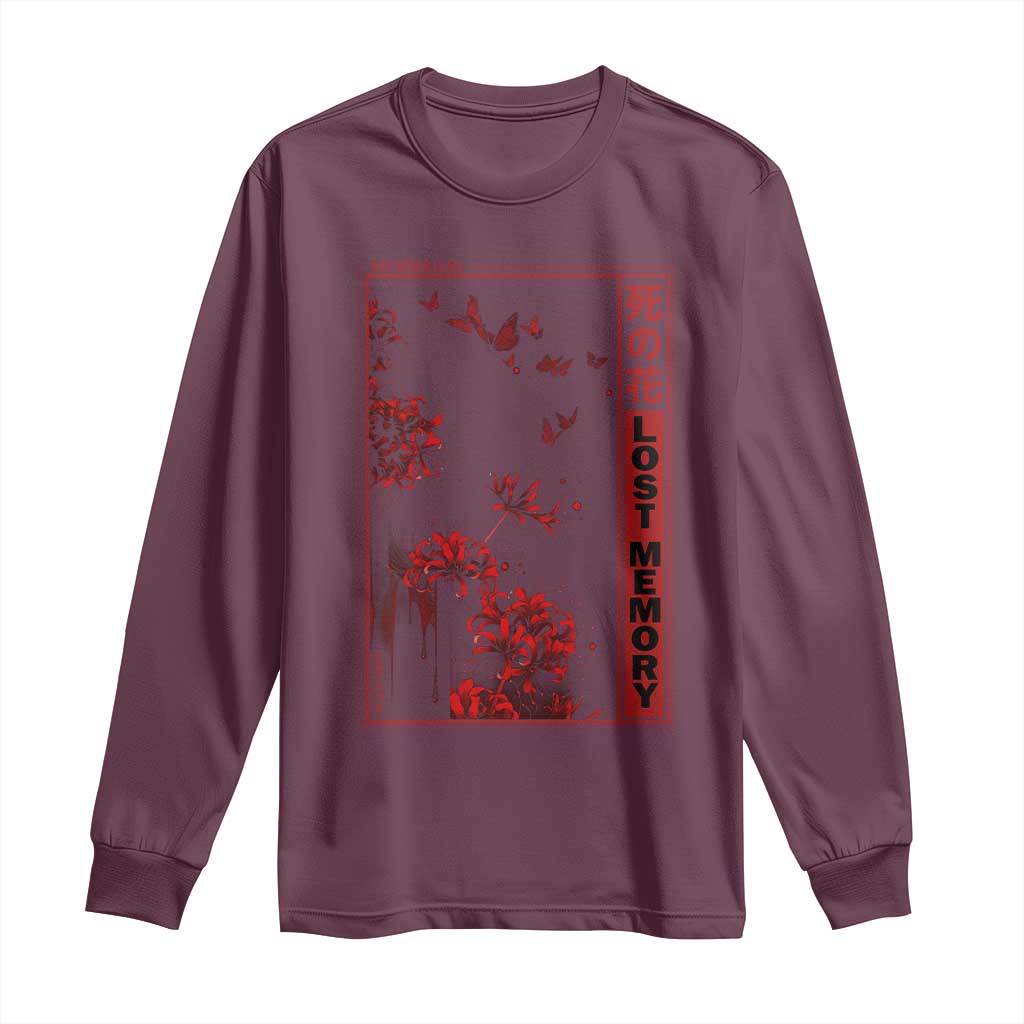 Japanese Spider Lily Long Sleeve Shirt Soft Grunge Anime Aesthetic Flower TS10 Maroon Print Your Wear