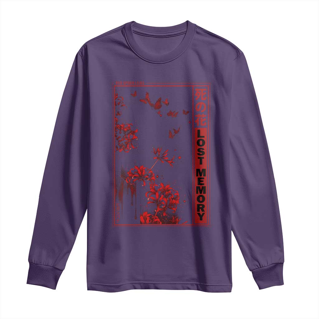 Japanese Spider Lily Long Sleeve Shirt Soft Grunge Anime Aesthetic Flower TS10 Purple Print Your Wear