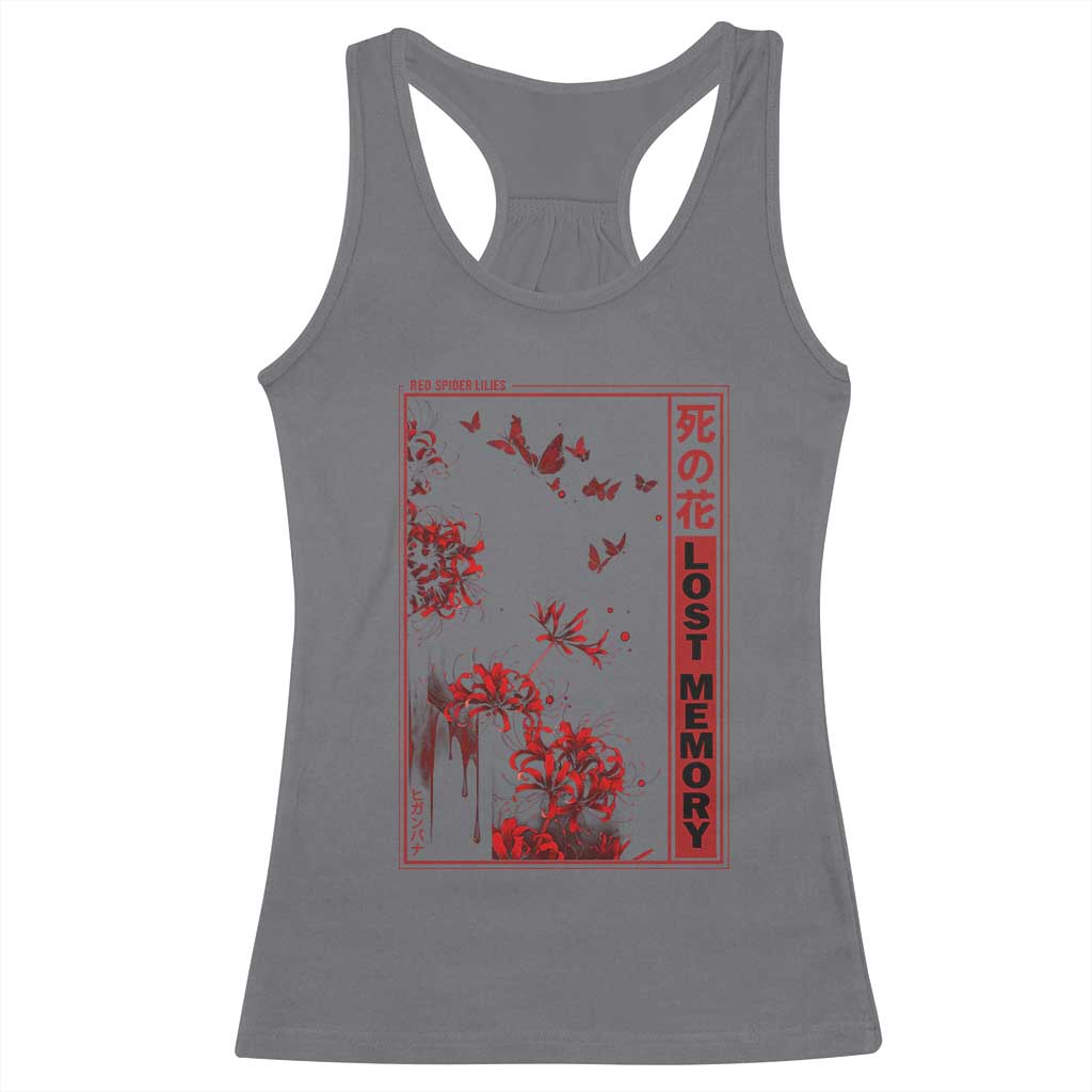 Japanese Spider Lily Racerback Tank Top Soft Grunge Anime Aesthetic Flower TS10 Charcoal Print Your Wear