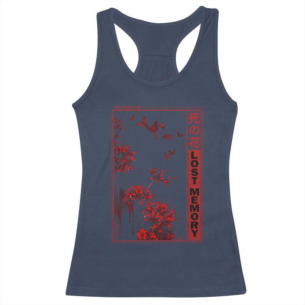 Japanese Spider Lily Racerback Tank Top Soft Grunge Anime Aesthetic Flower TS10 Navy Print Your Wear