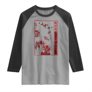 Japanese Spider Lily Raglan Shirt Soft Grunge Anime Aesthetic Flower TS10 Sport Gray Black Print Your Wear