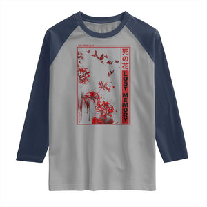 Japanese Spider Lily Raglan Shirt Soft Grunge Anime Aesthetic Flower TS10 Sport Gray Navy Print Your Wear