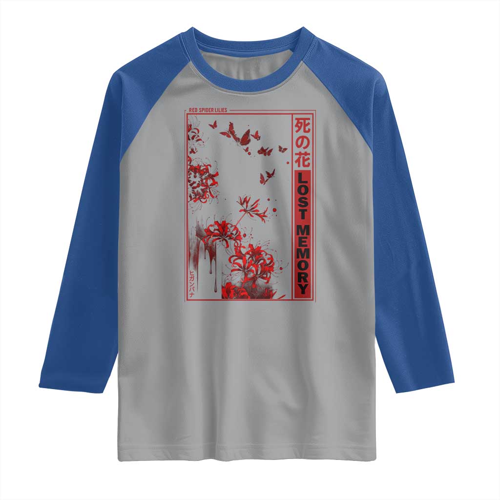 Japanese Spider Lily Raglan Shirt Soft Grunge Anime Aesthetic Flower TS10 Sport Gray Royal Print Your Wear