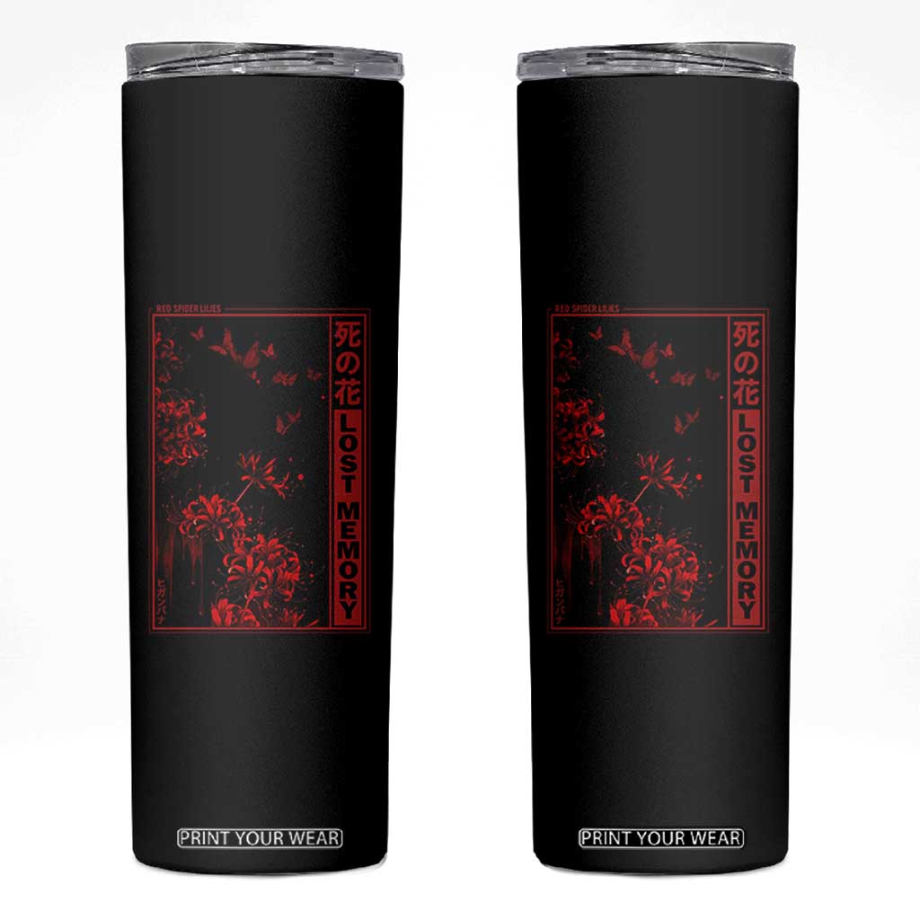 Japanese Spider Lily Skinny Tumbler Soft Grunge Anime Aesthetic Flower TS10 Black Print Your Wear