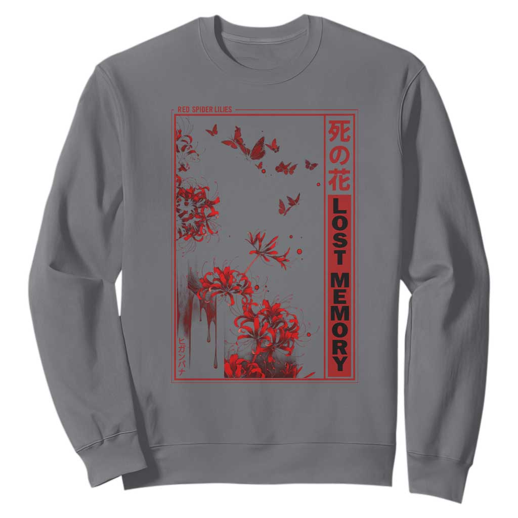 Japanese Spider Lily Sweatshirt Soft Grunge Anime Aesthetic Flower TS10 Charcoal Print Your Wear