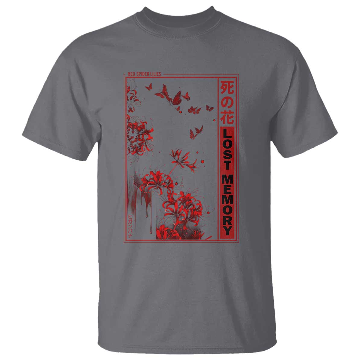 Japanese Spider Lily T Shirt Soft Grunge Anime Aesthetic Flower TS10 Charcoal Print Your Wear
