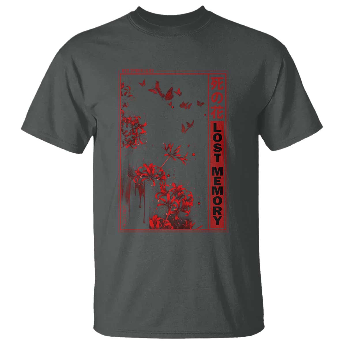 Japanese Spider Lily T Shirt Soft Grunge Anime Aesthetic Flower TS10 Dark Heather Print Your Wear