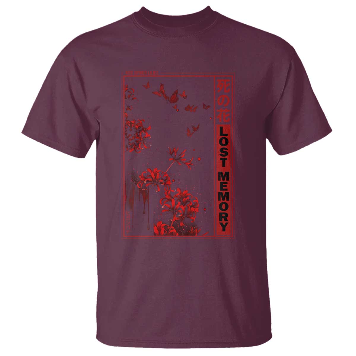 Japanese Spider Lily T Shirt Soft Grunge Anime Aesthetic Flower TS10 Maroon Print Your Wear