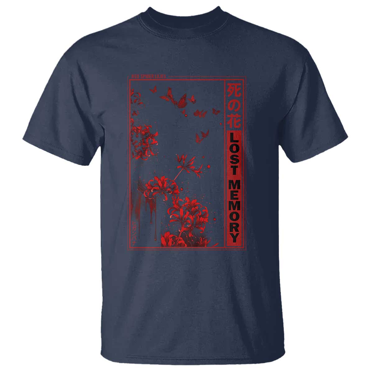 Japanese Spider Lily T Shirt Soft Grunge Anime Aesthetic Flower TS10 Navy Print Your Wear